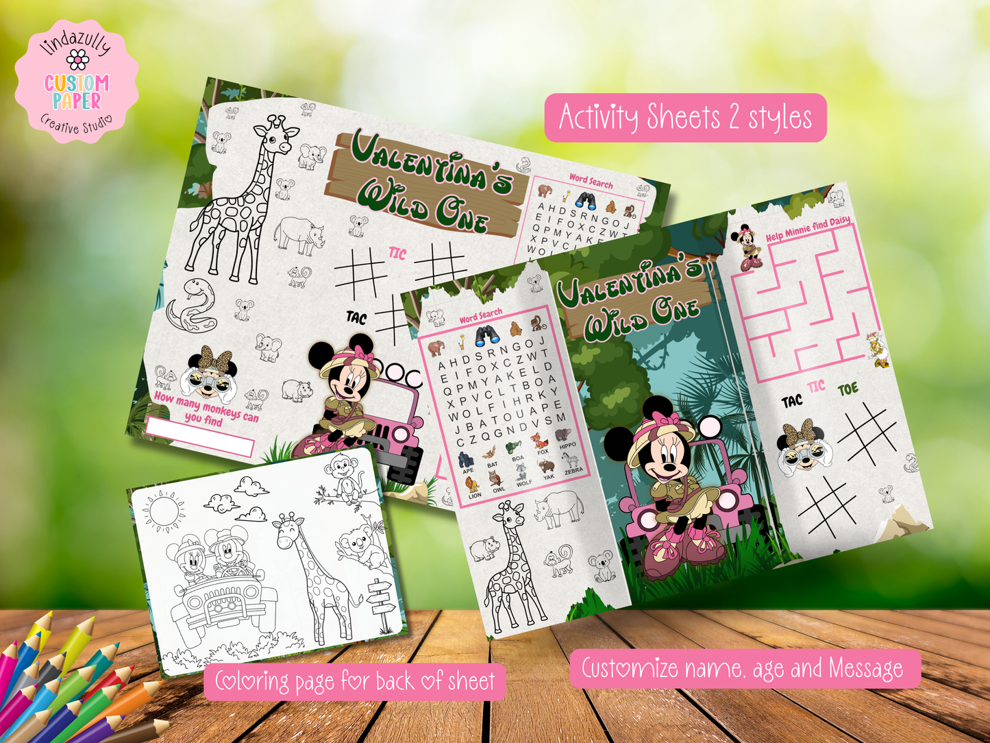 Minnie Safari Party Bundle Canva Template | Editable Jungle Birthday Decorations | Chip Bag, Capri Sun, Water Bottle Labels & More (Copy)