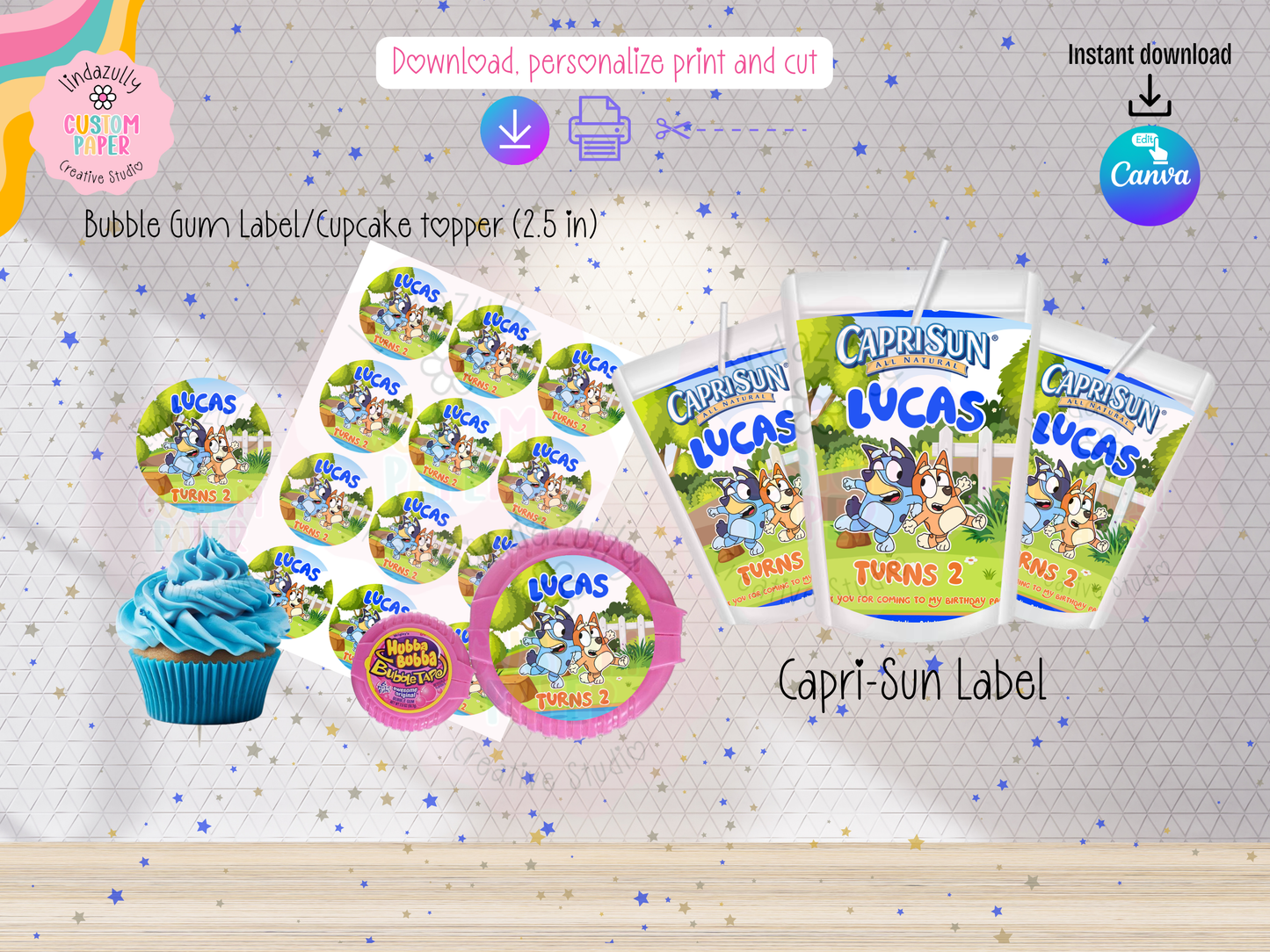 Bluey Inspired Birthday Party Bundle- Printable Canva Editable