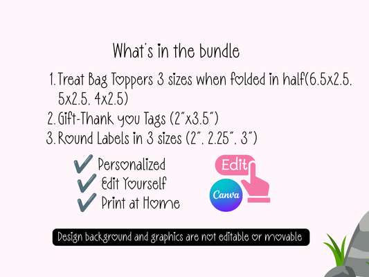 Minnie Safari Favor Bundle| Pink Safari Party Bundle | Editable Canva Template (Instant Download)