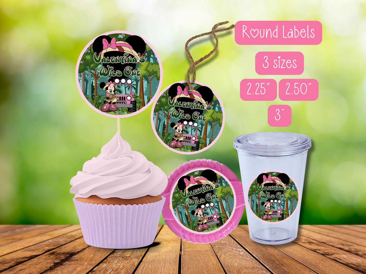Minnie Safari Party Bundle Canva Template | Editable Jungle Birthday Decorations | Chip Bag, Capri Sun, Water Bottle Labels & More (Copy)
