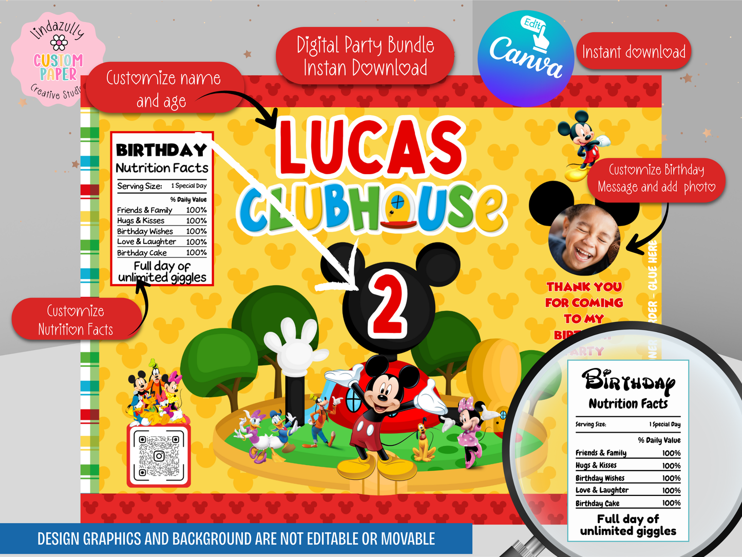 Mickey Mouse Clubhouse Party Bundle (Digital Download) Editable in Canva